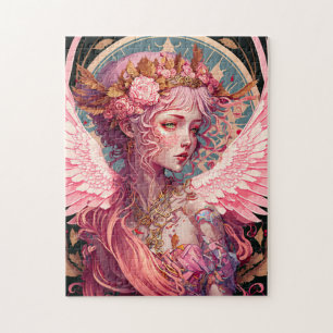 Pink Fairy Angel Fantasy Art Puzzle