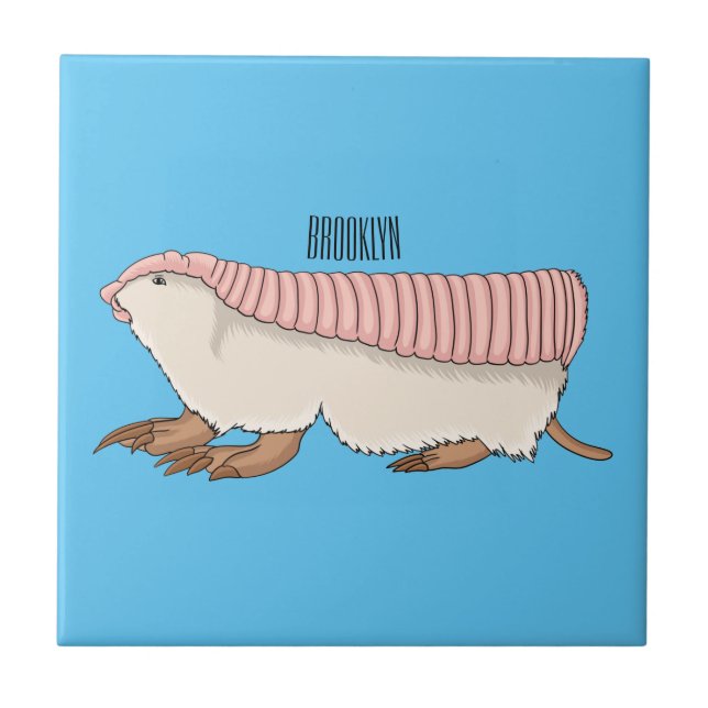 Pink fairy armadillo cartoon illustration fliese (Vorderseite)