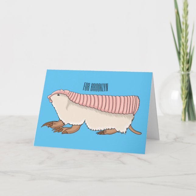 Pink fairy armadillo cartoon illustration karte (Vorderseite)