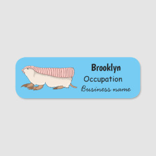 Pink fairy armadillo cartoon illustration namensschild