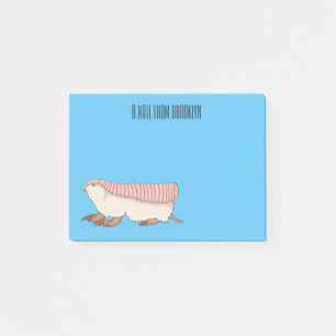 Pink fairy armadillo cartoon illustration post-it klebezettel