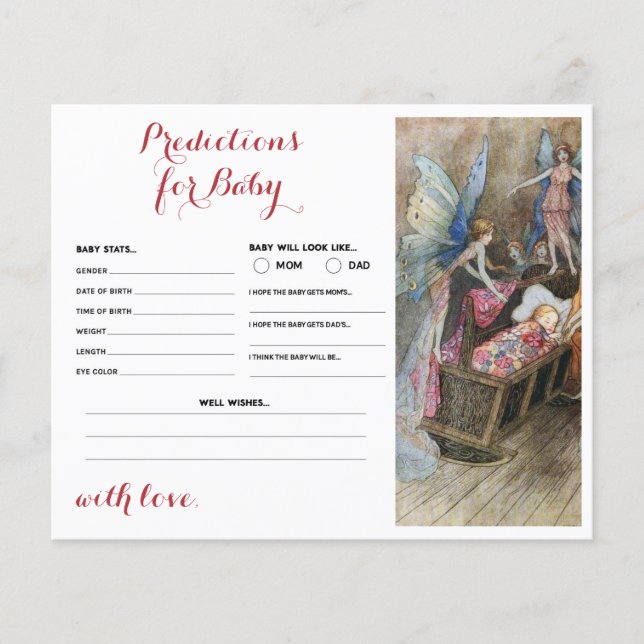 Pink Fairy Baby Segen Vorhersagen für Babykarte (Vorderseite)