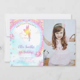 Pink Fairy Birthday Foto Einladung