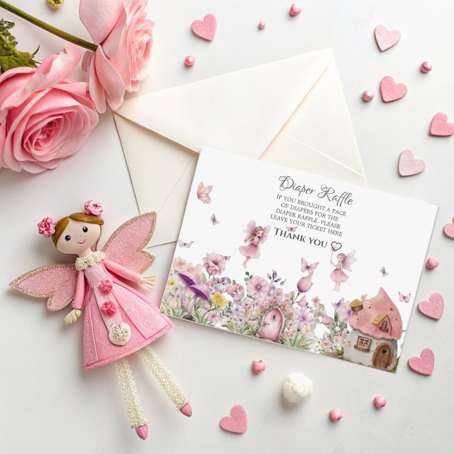 Pink Fairy Diaper Raffle Card für Babydusche Begleitkarte (Von Creator hochgeladen)