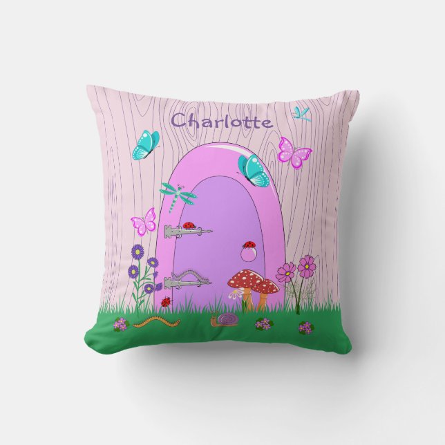 Pink Fairy Door Throw Kissen (Vorderseite)