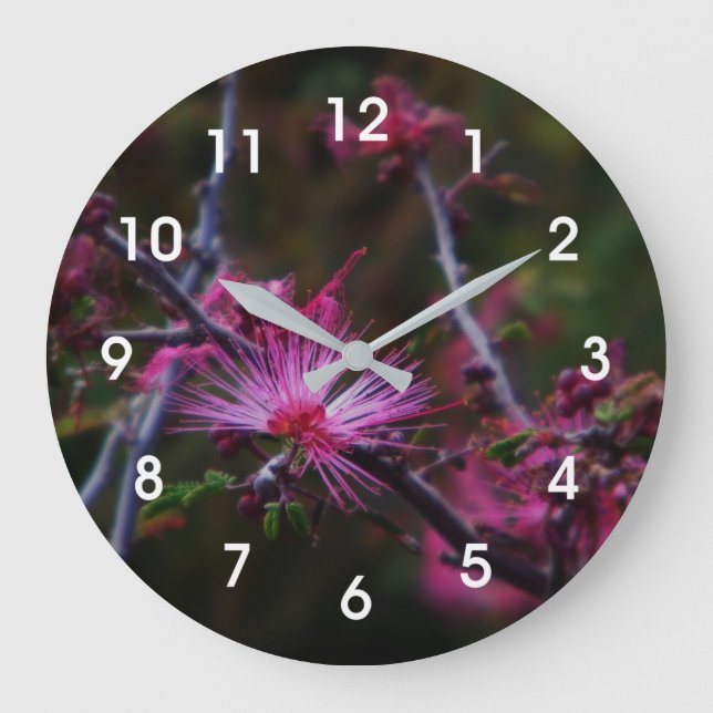Pink Fairy Duster Große Wanduhr (Vorderseite)