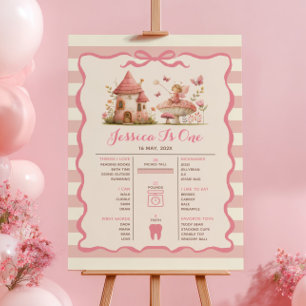 Pink Fairy Erster Geburtstag Meilenstein-Zeitstrah Poster