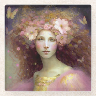 Pink Fairy Fantasy Art Glasuntersetzer