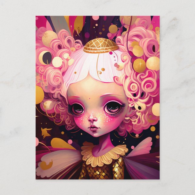 Pink Fairy Fantasy Art Postkarte (Vorderseite)