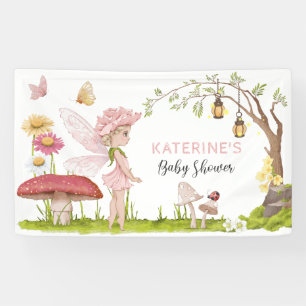 Pink Fairy Forest Fairy Tale Baby Dusche Banner