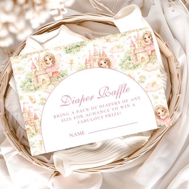 Pink Fairy Garden Baby Shower Diapper Raffle Begleitkarte (Von Creator hochgeladen)