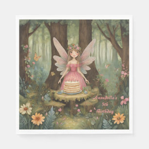 Pink Fairy Girls Geburtstag Serviette