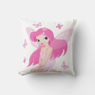 Pink Fairy Illustration Throw Kissen