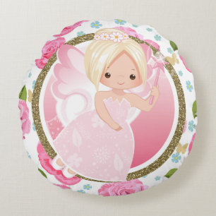 Pink Fairy mit Rose Girly Throw Kissen