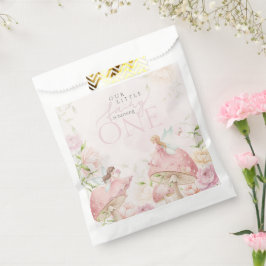 Pink Fairy Mushroom Floral Garden 1st Birthday Geschenktütchen