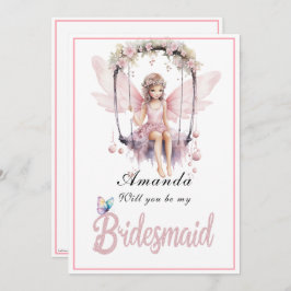 Pink Fairy Swing wird meine Bridesmaid sein Einladung