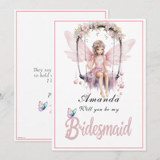 Pink Fairy Swing wird meine Bridesmaid sein Einladung