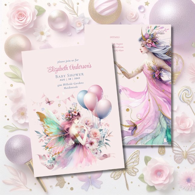 Pink Fairy Tale Princess Rose Girls Baby Dusche Einladung (Von Creator hochgeladen)