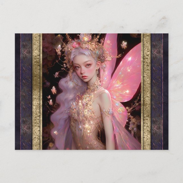 Pink Fairy Woman Fantasy Art Postkarte (Vorderseite)