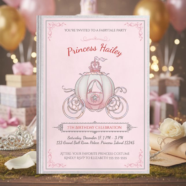 Pink Fairytale Princess Storybook Birthday Party Einladung (Host a party fit for royalty with an enchanting "Once Upon a Time" storybook invitation)