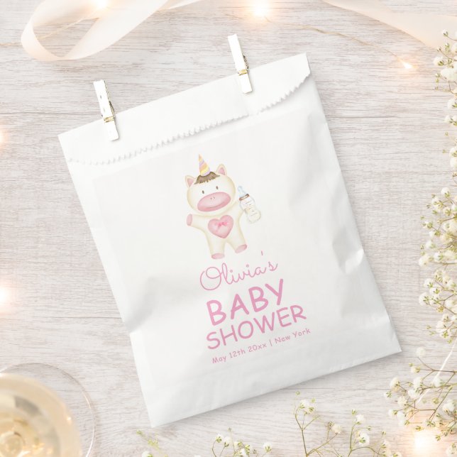 Pink Fairytale Unicorn Flasche Baby Dusche Geschenktütchen (Ausgeschnitten)