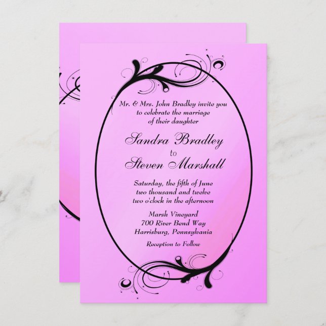 Pink Fairytale Wedding Einladung (Vorne/Hinten)