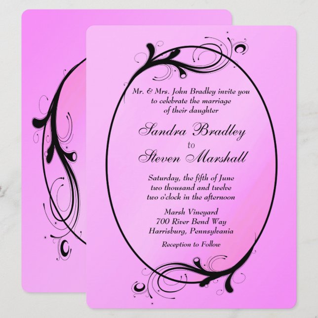 Pink Fairytale Wedding Einladung (Vorne/Hinten)