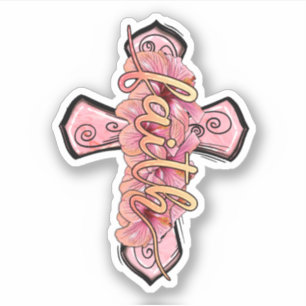 Pink Faith Cross Christlich Aufkleber