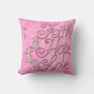 Pink Faith Hope Liebe Schmetterlinge Stars Pillow Kissen