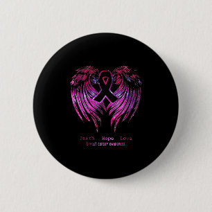 Pink Faith Hope Liebe Wings Breast Cancer Awarenes Button