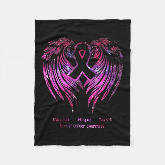 Pink Faith Hope Liebe Wings Breast Cancer Awarenes Fleecedecke (Vorderseite)