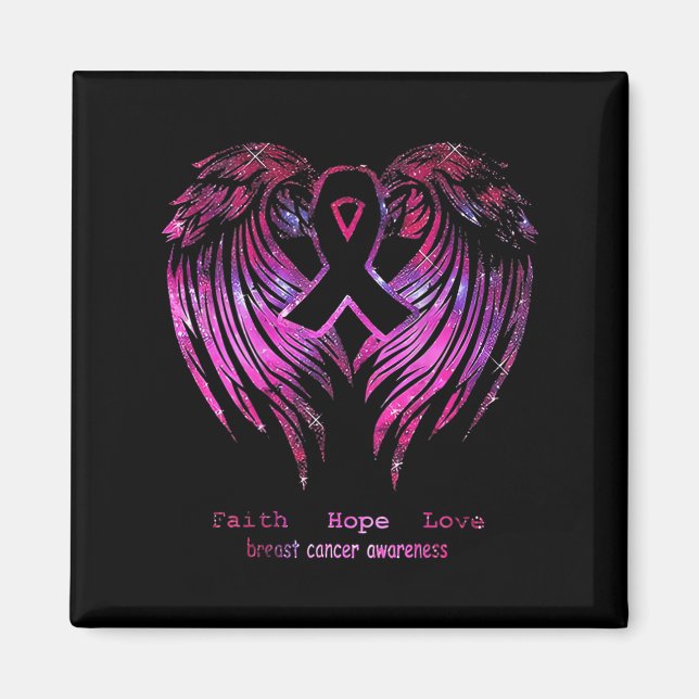 Pink Faith Hope Liebe Wings Breast Cancer Awarenes Magnet (Vorne)