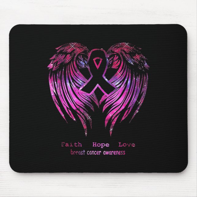 Pink Faith Hope Liebe Wings Breast Cancer Awarenes Mousepad (Vorne)