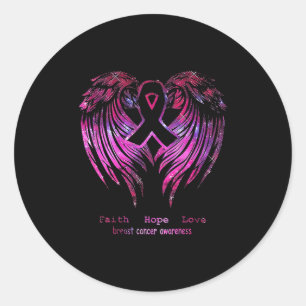 Pink Faith Hope Liebe Wings Breast Cancer Awarenes Runder Aufkleber