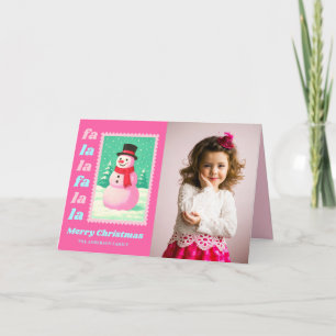 Pink FaLaLa Snowman Weihnachten Briefmarke Foto