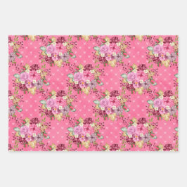 PINK FALL AUTUMN PUMPKINS & WATERCOLOR BLUME GESCHENKPAPIER SET