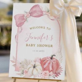 Pink Fall Floral Coquette Pumpkin Willkommenszeich Poster