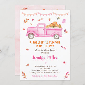 Pink Fall Pumpkin Truck Kinderdusche Einladung
