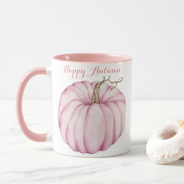Pink Fall Themed Tasse (Mit Donut)