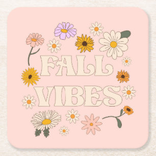 Pink Fall Vibes Rechteckiger Pappuntersetzer