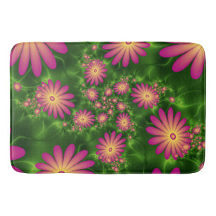 Pink Fantasy Blume Moderne Abstrakte Fraktal Kunst Badematte