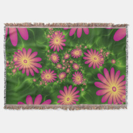 Pink Fantasy Blume Moderne Abstrakte Fraktal Kunst Decke