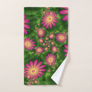 Pink Fantasy Blume Moderne Abstrakte Fraktal Kunst Handtuch
