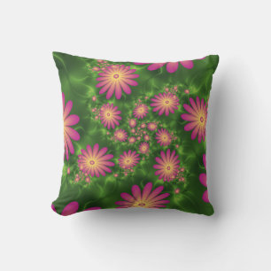 Pink Fantasy Blume Moderne Abstrakte Fraktal Kunst Kissen