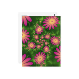 Pink Fantasy Blume Moderne Abstrakte Fraktal Kunst Postkarte