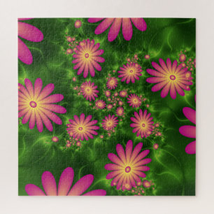 Pink Fantasy Blume Moderne Abstrakte Fraktal Kunst Puzzle