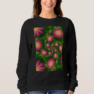 Pink Fantasy Blume Moderne Abstrakte Fraktal Kunst Sweatshirt