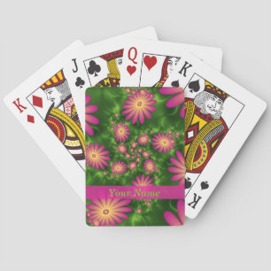 Pink Fantasy Blume Moderne Abstrakte Fraktal Name Spielkarten