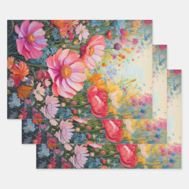 Pink Fantasy Flower Garden Geschenkpapier Set
