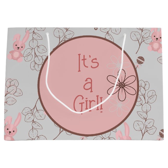 Pink-farbene Babydusche Geschenk Große Geschenktüte (Vorderseite)